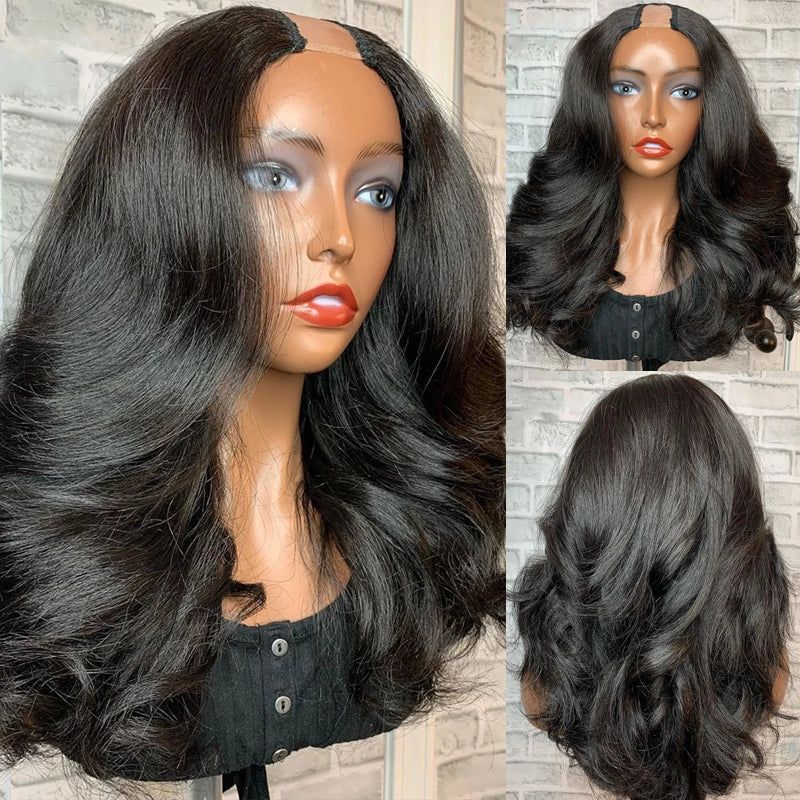 Glueless Body Wave U Part Wigs 100% Human Hair